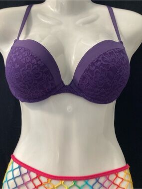 Beautiful Purple Lace Push-Up Bra - Women  36B